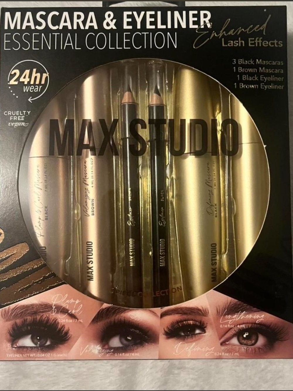 New Max Studio Mascara & Eyeliner Set Collection Black & Brown 6 piece